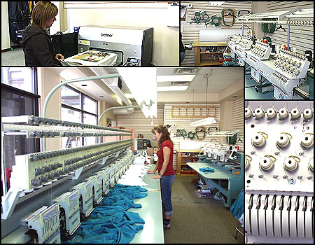 Embroidery operation at Hobie's Sports.